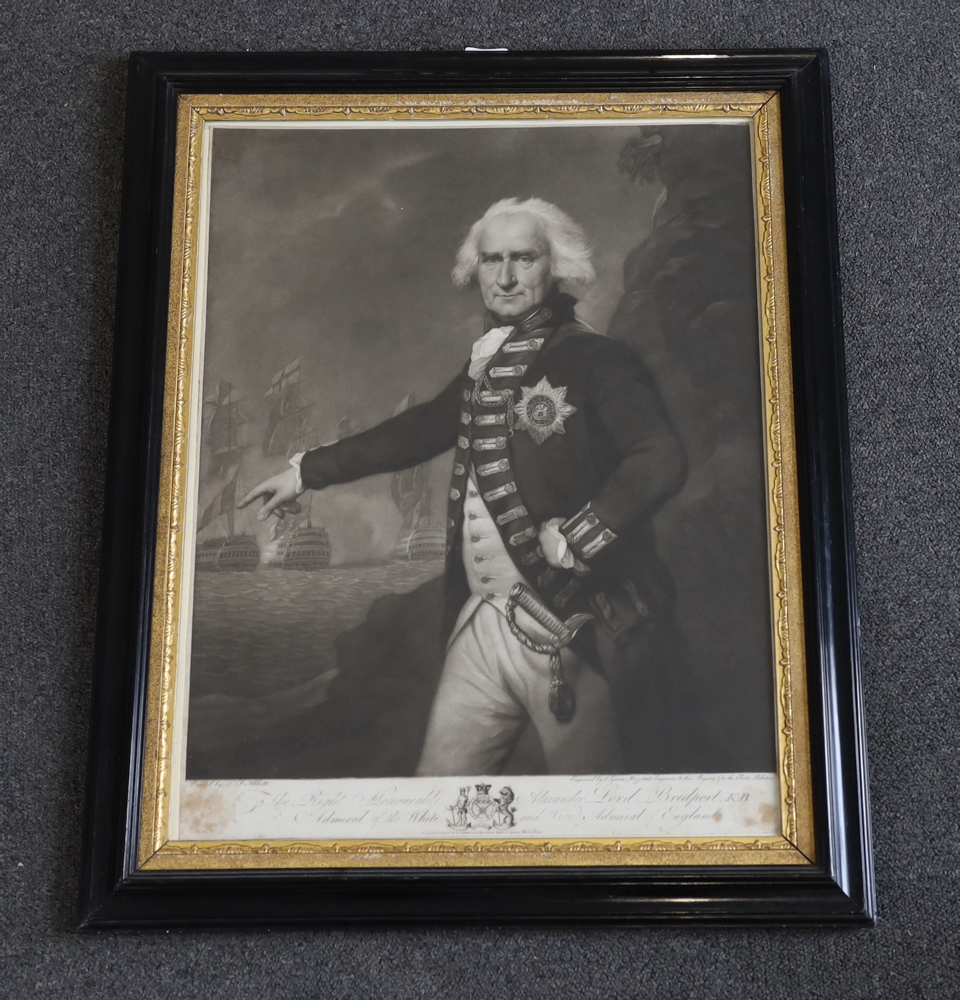 Valentine Green after Lemuel Francis Abbott, mezzotint, 'The Right Honourable Alexander Lord Bridport K.B., Admiral of the White', published by Abbott 1796, visible sheet 51 x 38.5cm